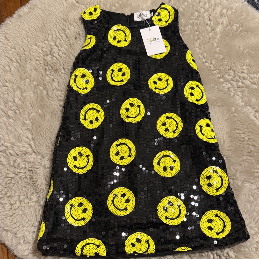 Lola + The Boys Black Sequin Dress with Yellow Accents